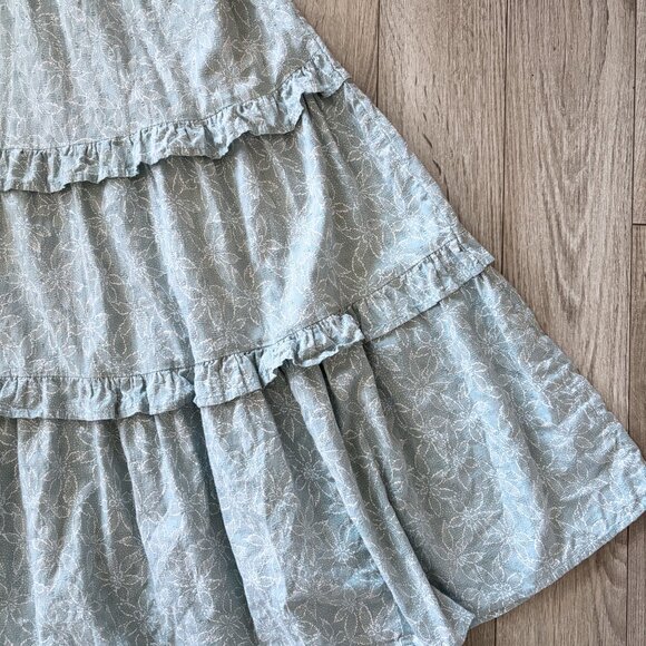 Universal Thread Floral Tiered Blue Midi Dress Womens Medium Boho Cottagecore - Picture 6 of 15